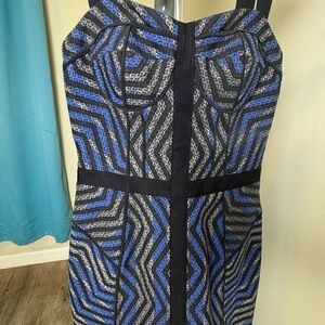 Rebecca Minkoff Blue and Black Geometric Mini Dress